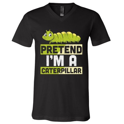 Pretend Im A Caterpillar Adults Kids Halloween Costume V-Neck T-Shirt