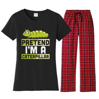 Pretend Im A Caterpillar Adults Kids Halloween Costume Women's Flannel Pajama Set