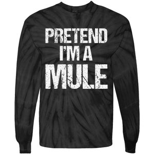 Pretend I'm a Mule Costume Funny Lazy Halloween Tie-Dye Long Sleeve Shirt