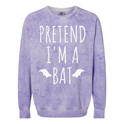 Pretend IM A Bat Lazy Easy Last Minute Halloween Costume Colorblast Crewneck Sweatshirt