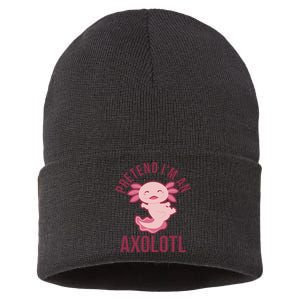 Pretend I'm An Axolotl Funny Lazy Halloween Costume  Sustainable Knit Beanie