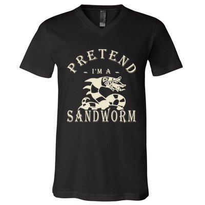 Pretend Im A Sandworm Funny Halloween Party Costume V-Neck T-Shirt