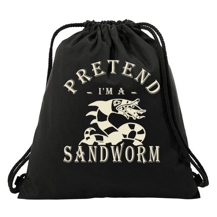 Pretend Im A Sandworm Funny Halloween Party Costume Drawstring Bag