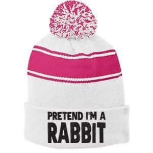 Pretend I'm A Rabbit Easy Halloween Costume Stripe Pom Pom Beanie