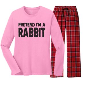 Pretend I'm A Rabbit Easy Halloween Costume Women's Long Sleeve Flannel Pajama Set 