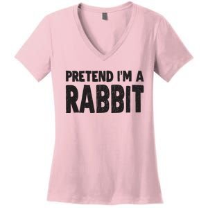 Pretend I'm A Rabbit Easy Halloween Costume Women's V-Neck T-Shirt