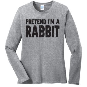 Pretend I'm A Rabbit Easy Halloween Costume Ladies Long Sleeve Shirt