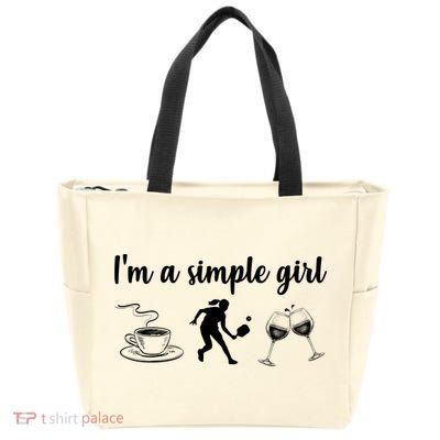 Pickleball I'm A Simple Girl Wine SKY Zip Tote Bag