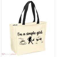 Pickleball I'm A Simple Girl Wine SKY Zip Tote Bag