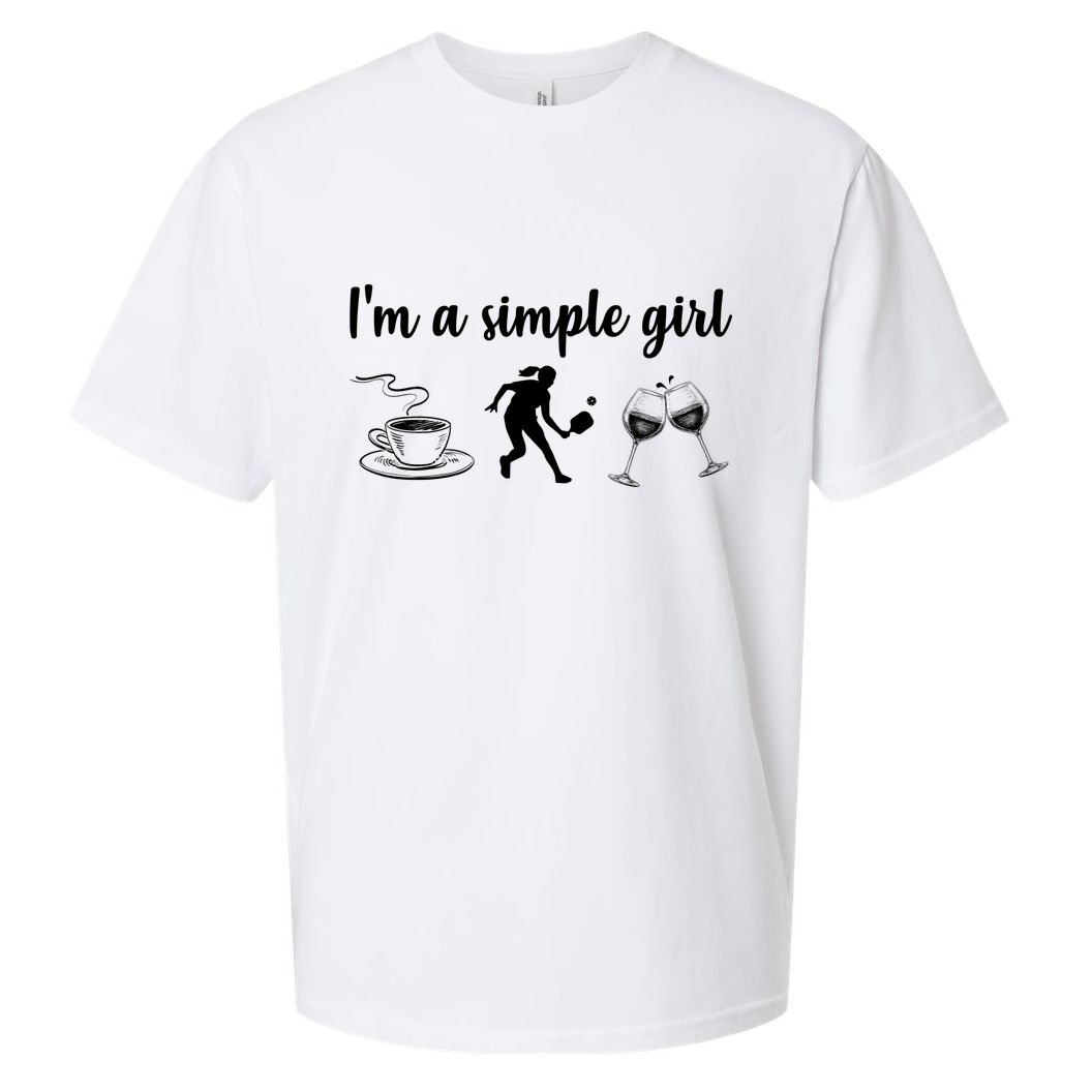 Pickleball I'm A Simple Girl Wine SKY Sueded Cloud Jersey T-Shirt
