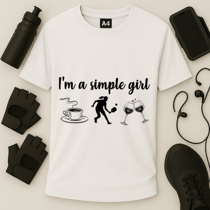 Pickleball I'm A Simple Girl Wine SKY Cooling Performance Crew T-Shirt