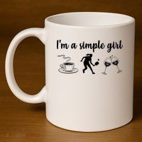 Pickleball I'm A Simple Girl Wine SKY 11oz C Handle Ceramic Mug