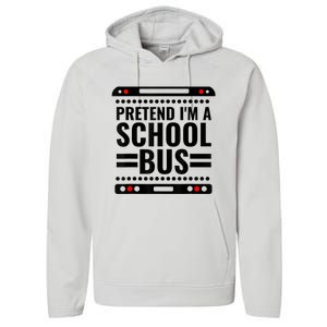 Pretend I'm a School Bus Funny Lazy Halloween Costume Performance Fleece Hoodie