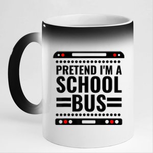 Pretend I'm a School Bus Funny Lazy Halloween Costume 11oz Black Color Changing Mug