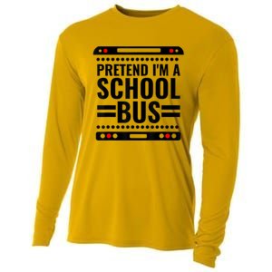 Pretend I'm a School Bus Funny Lazy Halloween Costume Cooling Performance Long Sleeve Crew