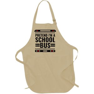 Pretend I'm a School Bus Funny Lazy Halloween Costume Full-Length Apron With Pockets