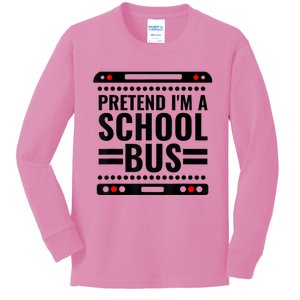 Pretend I'm a School Bus Funny Lazy Halloween Costume Kids Long Sleeve Shirt