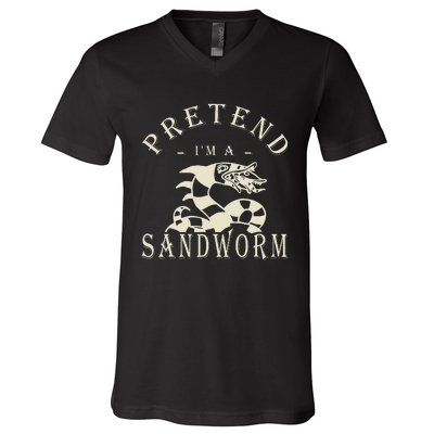 Pretend IM A Sandworm Funny Halloween Party Costume Gift V-Neck T-Shirt