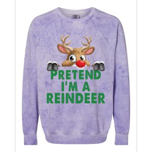 Pretend Im A Reindeer Easy Christmas Costume Colorblast Crewneck Sweatshirt