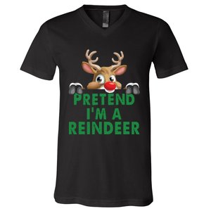 Pretend Im A Reindeer Easy Christmas Costume V-Neck T-Shirt