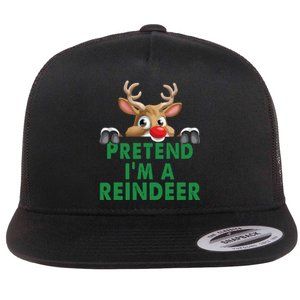 Pretend Im A Reindeer Easy Christmas Costume Flat Bill Trucker Hat