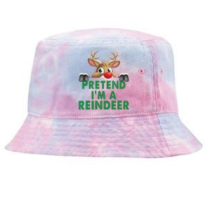 Pretend Im A Reindeer Easy Christmas Costume Tie-Dyed Bucket Hat