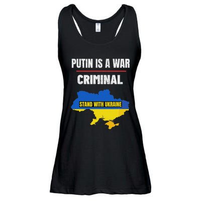 Putin Is A War Criminal Stand With Ukraine Support Ukraine Ladies Essential Flowy Tank