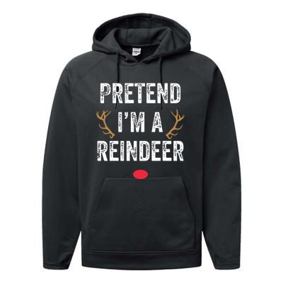 Pretend Im A Reindeer Funny Lazy Christmas Costume Performance Fleece Hoodie