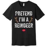 Pretend Im A Reindeer Funny Lazy Christmas Costume Premium T-Shirt