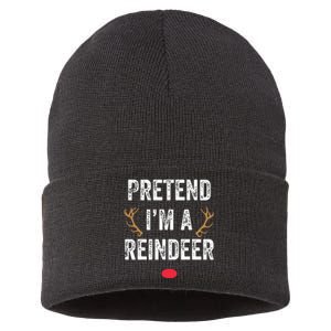 Pretend Im A Reindeer Funny Lazy Christmas Costume Sustainable Knit Beanie