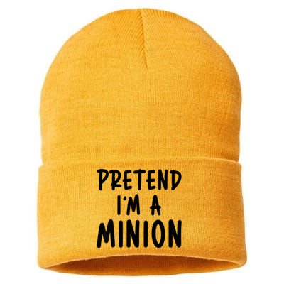 Pretend IM A Minion Costume Party Funny Halloween Minion Sustainable Knit Beanie