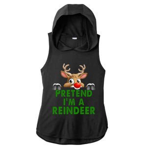 pretend im a reindeer Easy Christmas Costume  Ladies PosiCharge Tri-Blend Wicking Draft Hoodie Tank