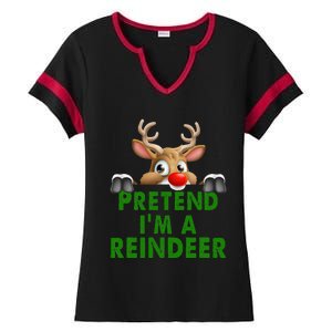 pretend im a reindeer Easy Christmas Costume  Ladies Halftime Notch Neck Tee