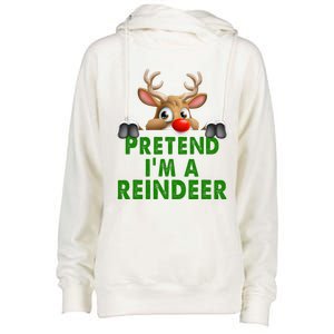 pretend im a reindeer Easy Christmas Costume  Womens Funnel Neck Pullover Hood