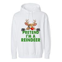 pretend im a reindeer Easy Christmas Costume  Garment-Dyed Fleece Hoodie