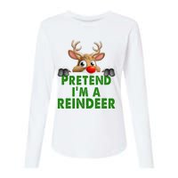 pretend im a reindeer Easy Christmas Costume  Womens Cotton Relaxed Long Sleeve T-Shirt