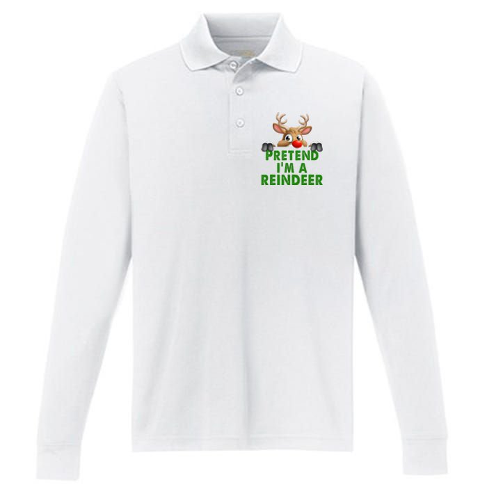 pretend im a reindeer Easy Christmas Costume  Performance Long Sleeve Polo