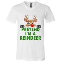 pretend im a reindeer Easy Christmas Costume  V-Neck T-Shirt