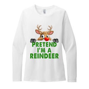 pretend im a reindeer Easy Christmas Costume  Womens CVC Long Sleeve Shirt