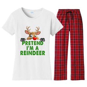 pretend im a reindeer Easy Christmas Costume  Women's Flannel Pajama Set