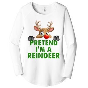 pretend im a reindeer Easy Christmas Costume  Women's Perfect Tri Tunic Long Sleeve Shirt