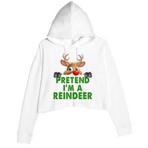 pretend im a reindeer Easy Christmas Costume  Crop Fleece Hoodie