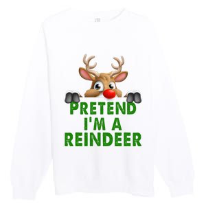 pretend im a reindeer Easy Christmas Costume  Premium Crewneck Sweatshirt