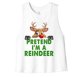 pretend im a reindeer Easy Christmas Costume  Women's Racerback Cropped Tank