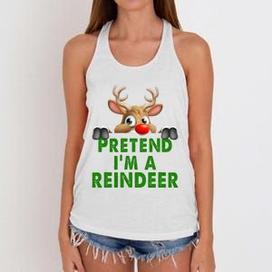 pretend im a reindeer Easy Christmas Costume  Women's Knotted Racerback Tank