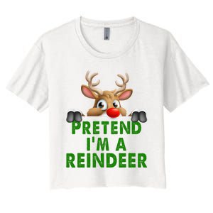 pretend im a reindeer Easy Christmas Costume  Women's Crop Top Tee