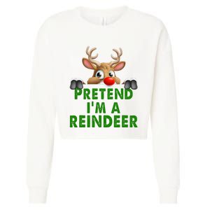 pretend im a reindeer Easy Christmas Costume  Cropped Pullover Crew