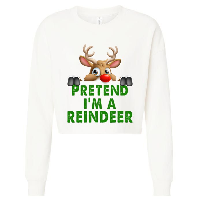 pretend im a reindeer Easy Christmas Costume  Cropped Pullover Crew