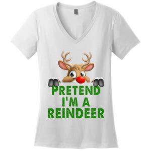 pretend im a reindeer Easy Christmas Costume  Women's V-Neck T-Shirt