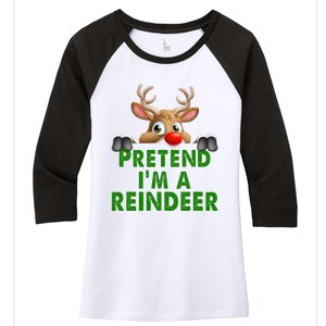 pretend im a reindeer Easy Christmas Costume  Women's Tri-Blend 3/4-Sleeve Raglan Shirt